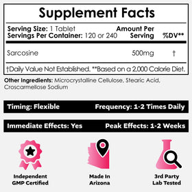 Détail sur le comprimé de sarcosine Nootropics Depot