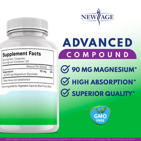 Détail sur les capsules de Glycinate de Magnésium NEW AGE