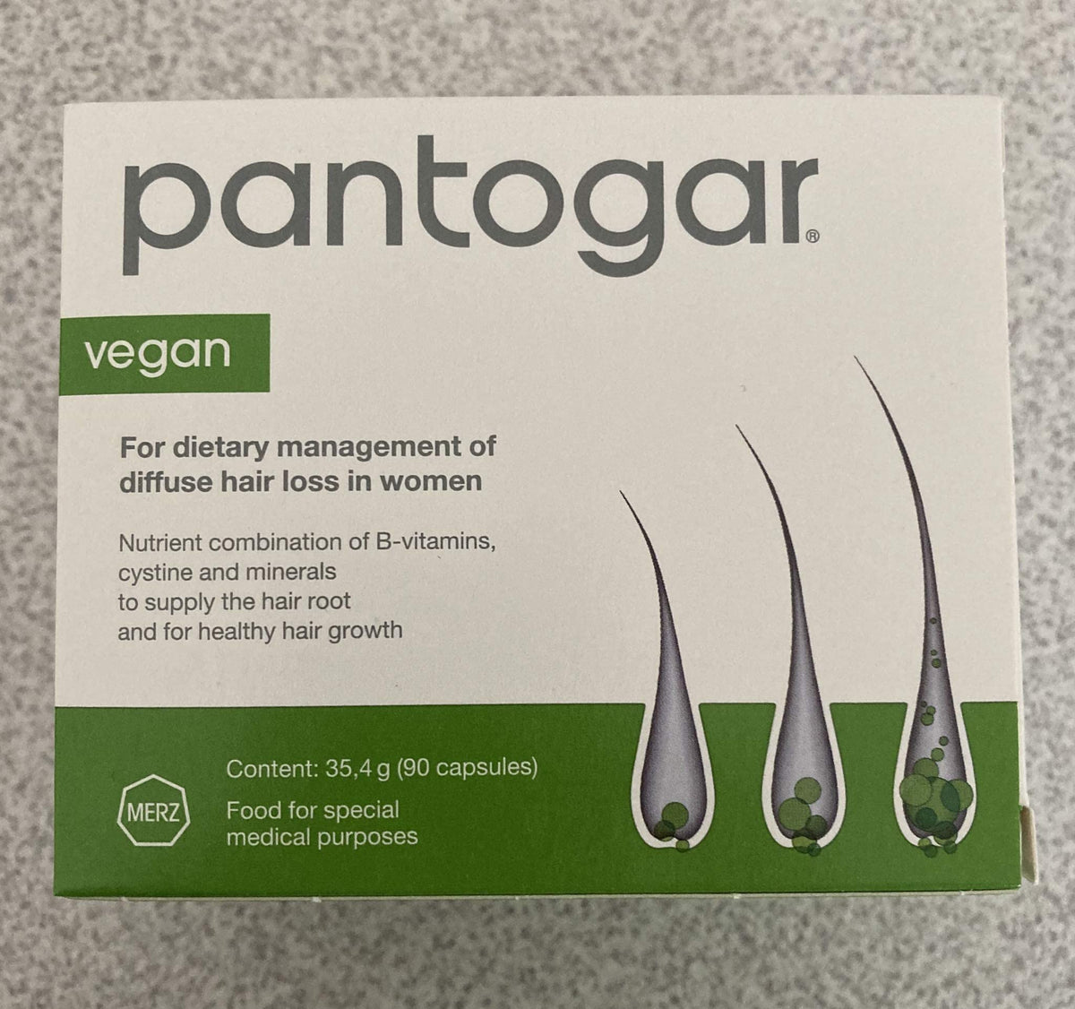 Détail sur une capsule Pantogar, sans colorants