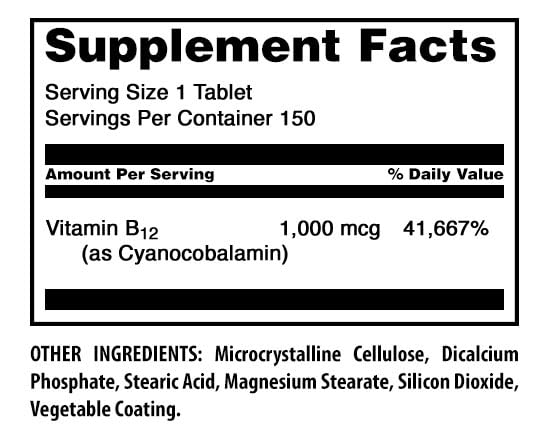 Détails de l'emballage Amazing Nutrition Vitamine B12 1000 Mcg