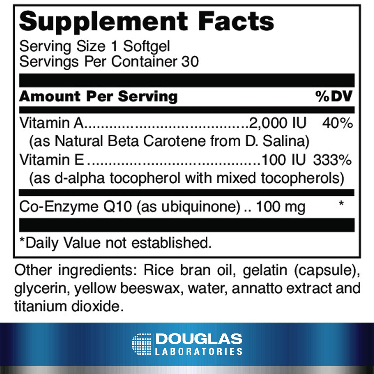 Détails de l'emballage de Douglas Laboratories Coenzyme Q10