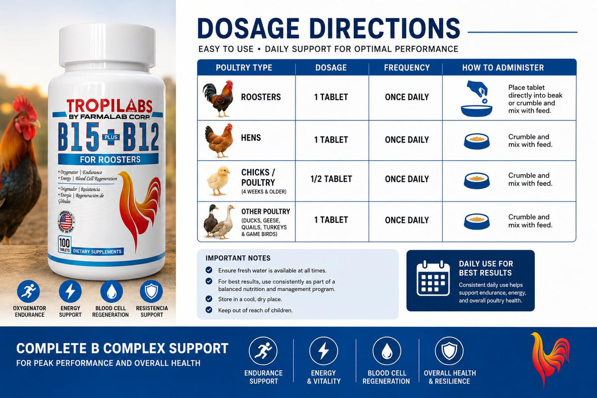 Détails de l'emballage de Farmalab B12 B15 pour Coqs