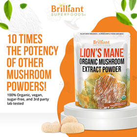 Détails de l'emballage de l'extrait de champignon Lion's Mane bio Ellie's Best