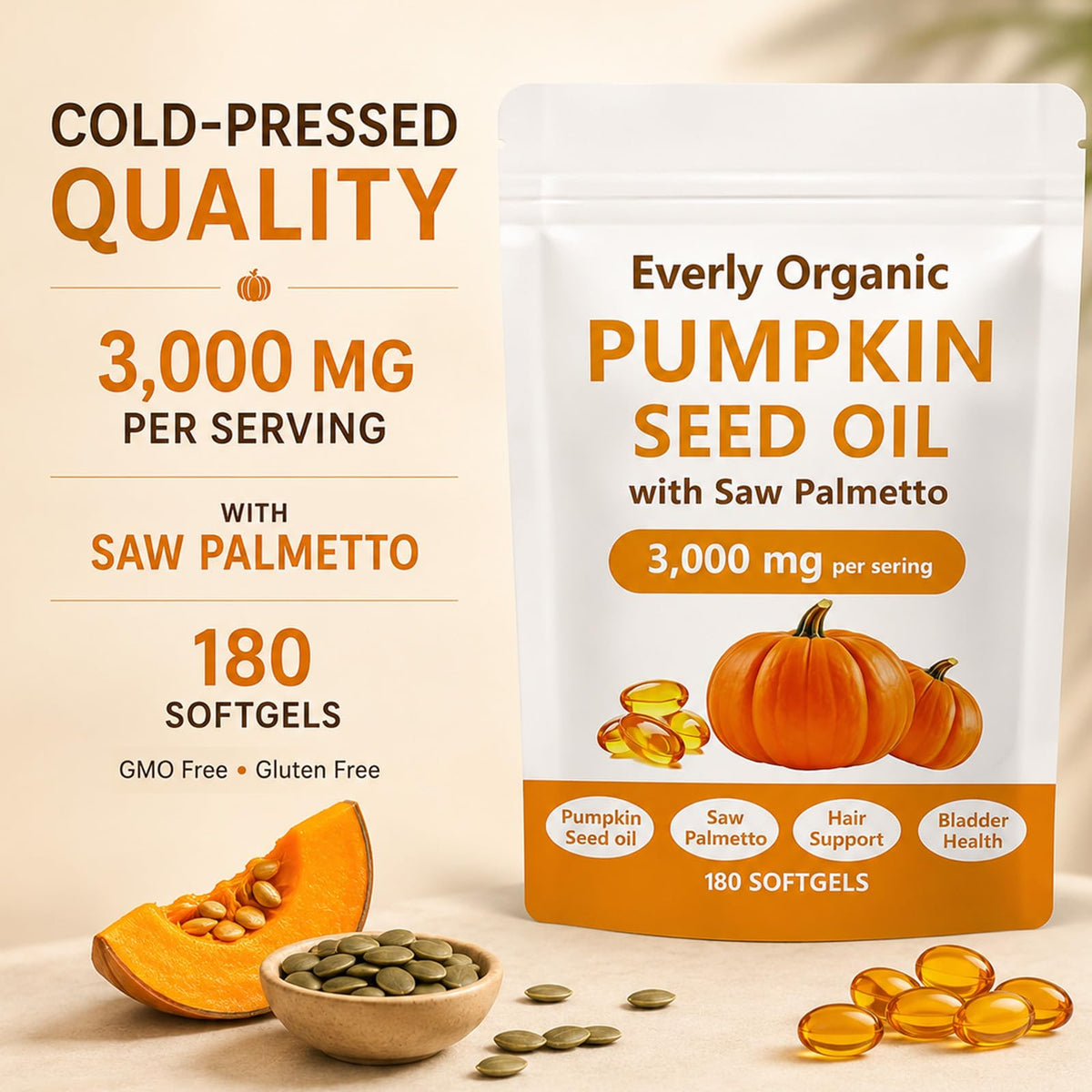 Détails de l'emballage de l'huile de graines de citrouille Everly Organic