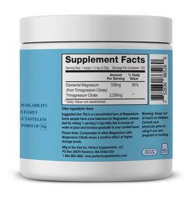 Détails de l'emballage de la poudre de magnésium Perfect Supplements