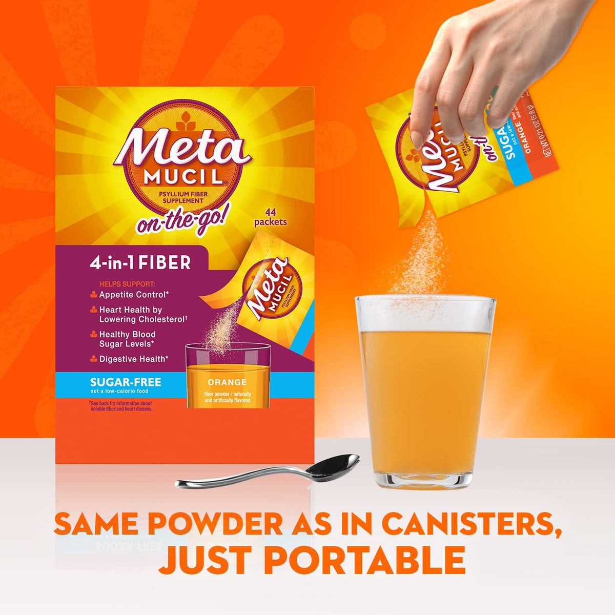 Détails de l'emballage de Metamucil Poudre de Psyllium