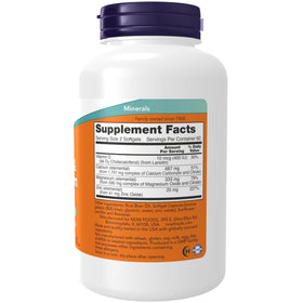 Détails de l'emballage de NOW Foods Calcium & Magnésium avec Vitamine D-3