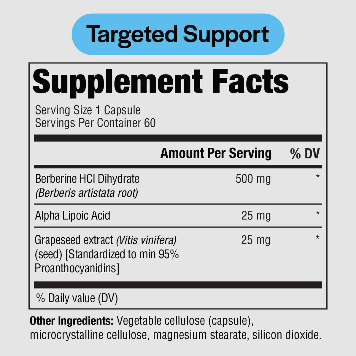Détails de l'emballage de PureFormulas Berbérine 500mg 60 Capsules