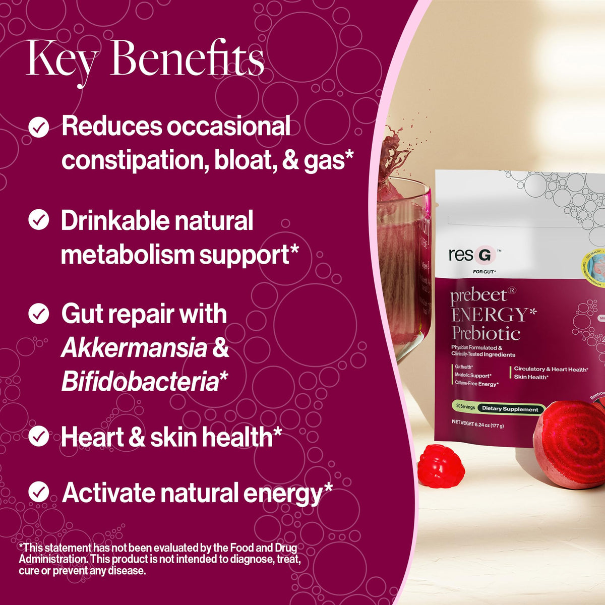 Détails de l'emballage de ResBiotic resG Prebeet Boisson Prébiotique