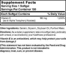 Détails de l'emballage des capsules de vitamine E Nature's Blend