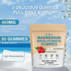 Détails de l'emballage des gummies de magnésium bisglycinate Civavo