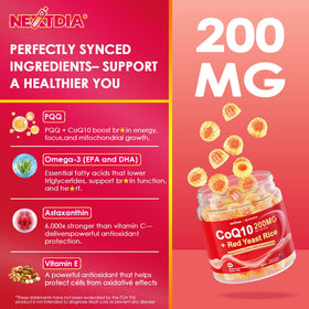 Détails de l'emballage des Gummies de Riz Rouge et CoQ10 Nextdia