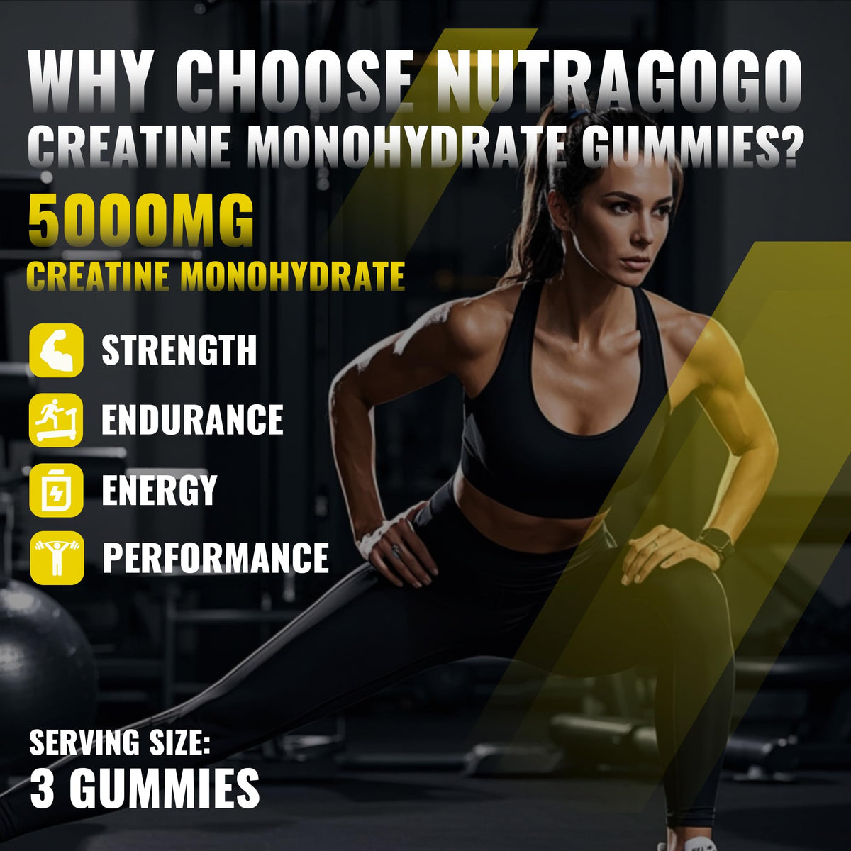 Détails de l'emballage des gummies NUTRAGOGO créatine