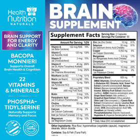 Détails de l'emballage du complément mémoire Health Nutrition Naturals