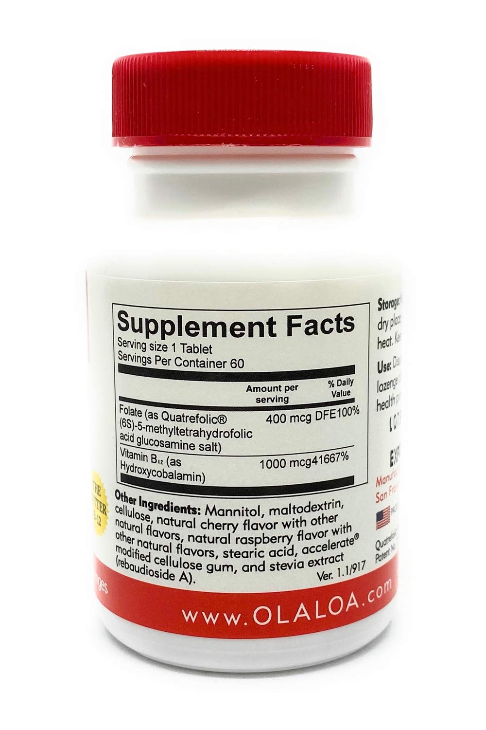 Détails de l'emballage du complément Ola Loa B12 Sublingual Cerise