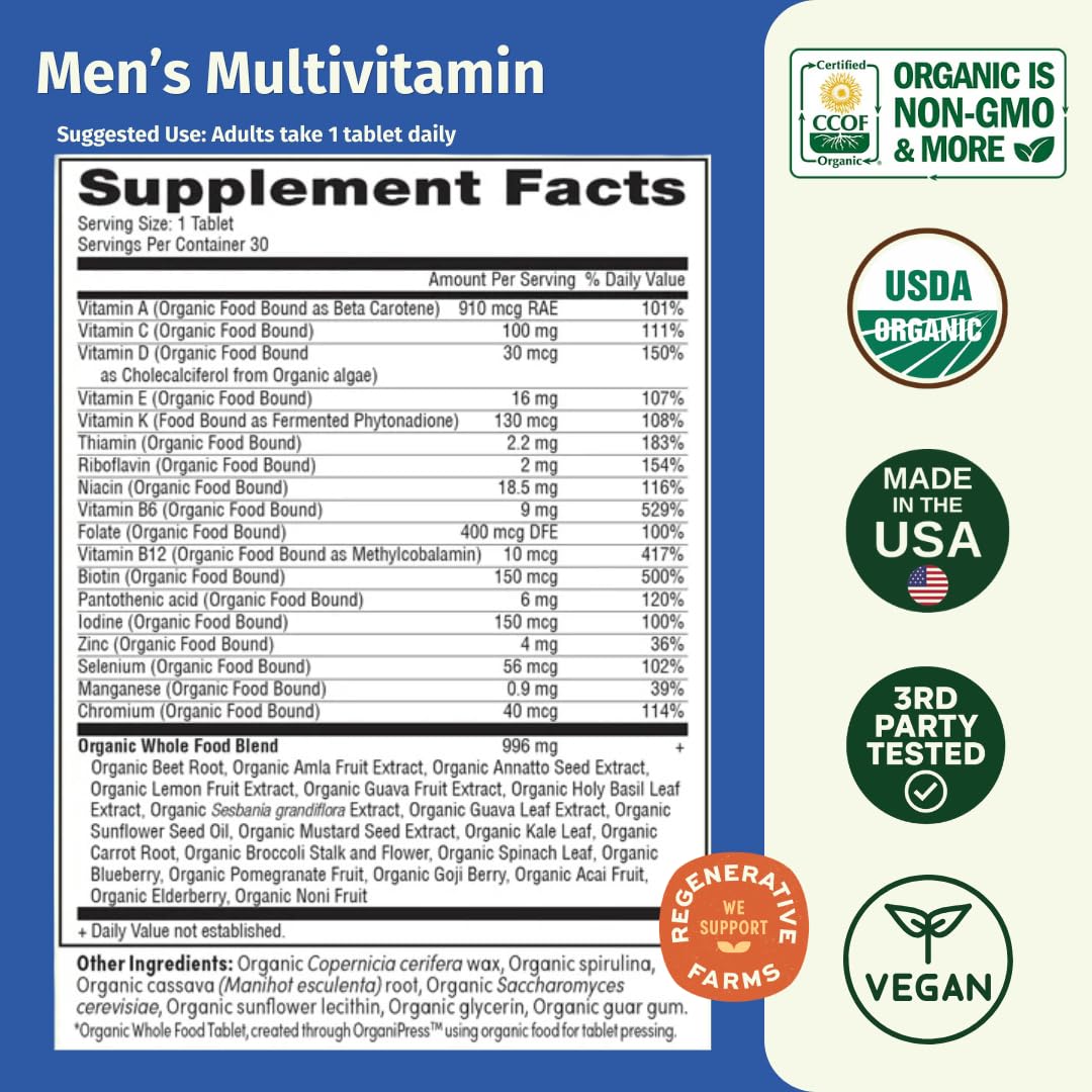 Détails de l'emballage EarthFirst Organic Multivitamine Homme