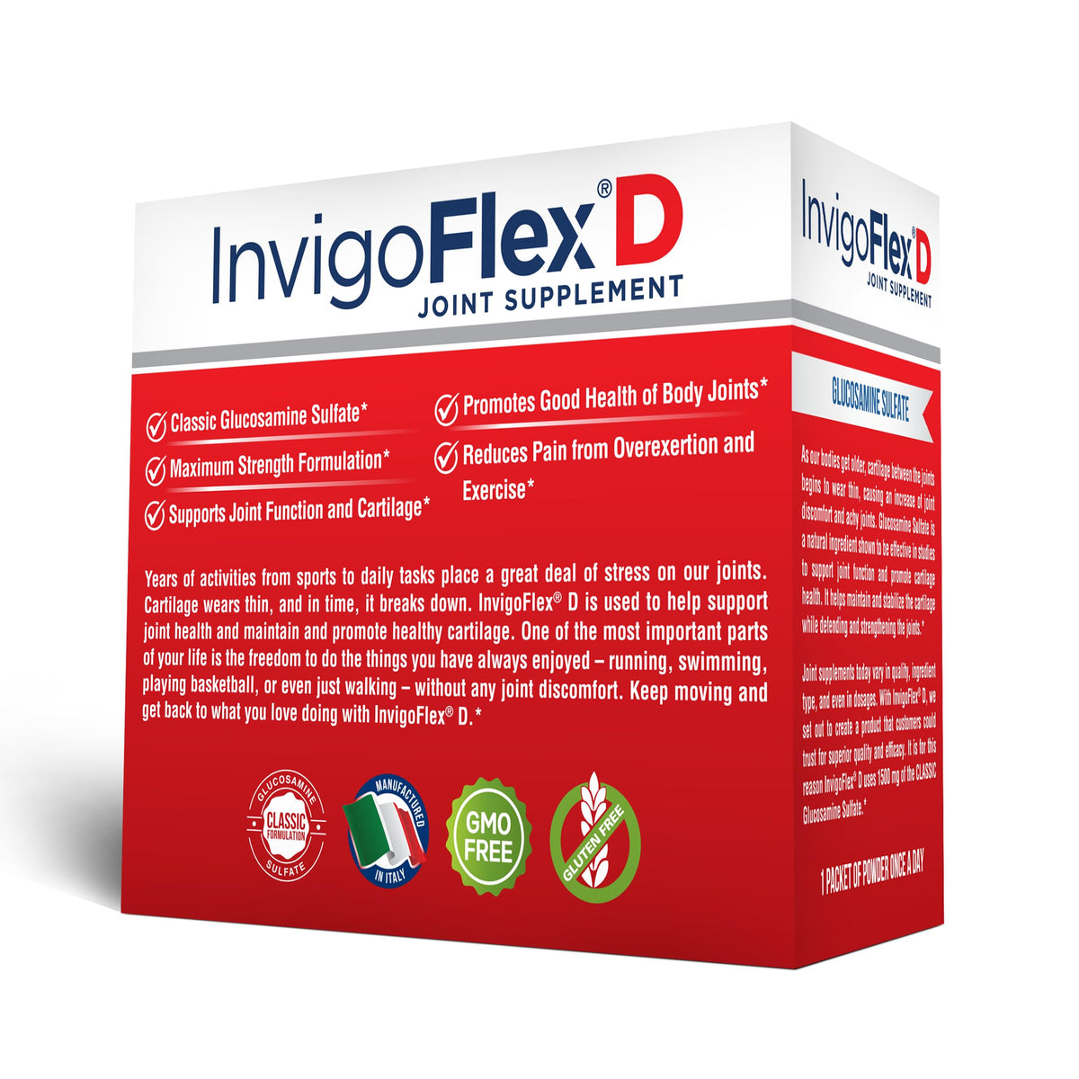 Détails de l'emballage INVIGOFLEX Glucosamine Sulfate 1500mg