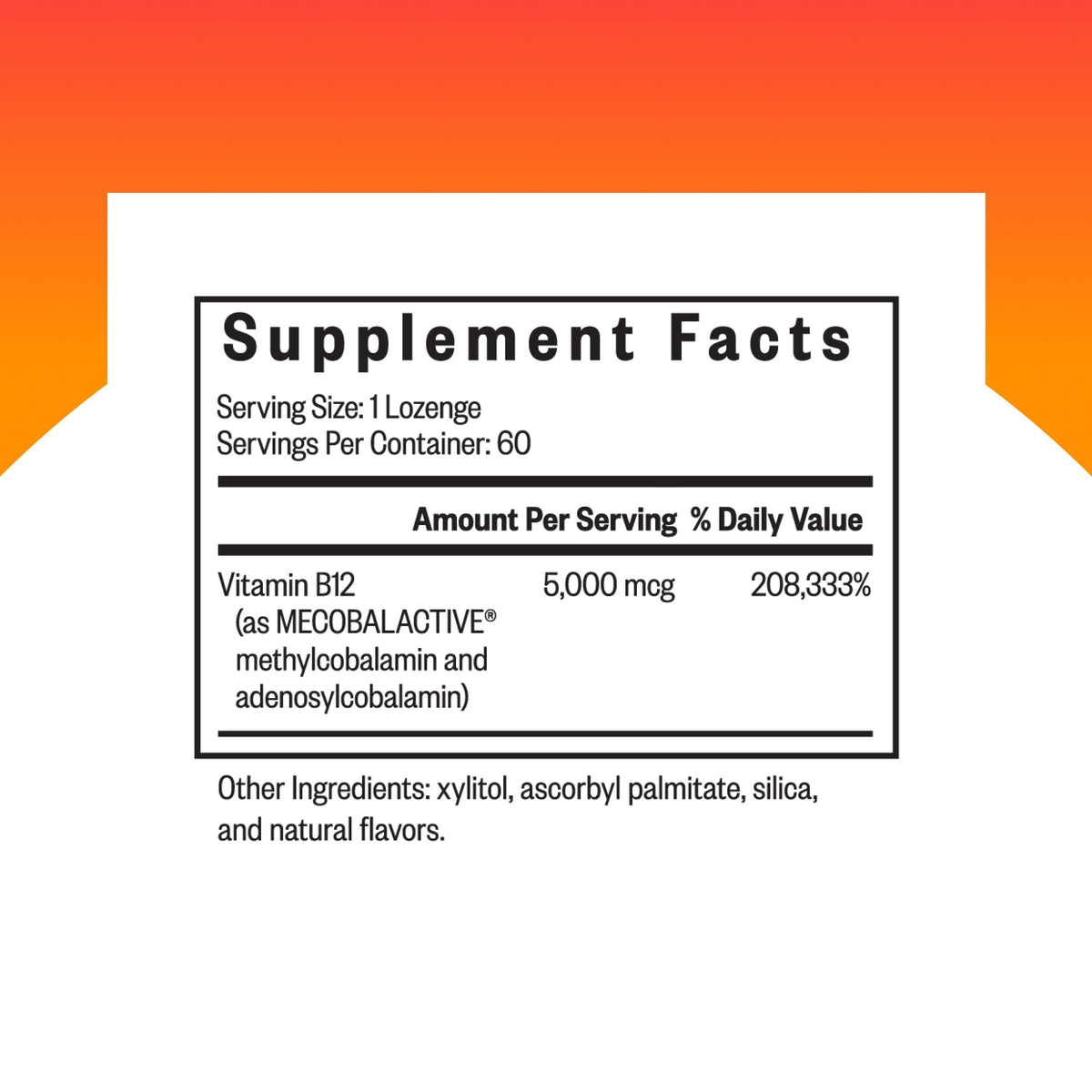 Détails de l'emballage Seeking Health Methyl B12 5000 mcg