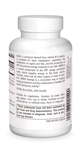 Détails de l'emballage Source Naturals NADH 20mg