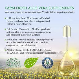 Détails de l'étiquette AloeCure Aloe Vera sur le flacon