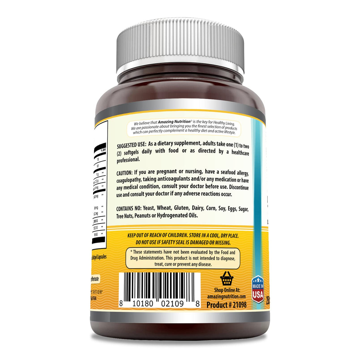 Détails de l'étiquette d'Amazing Nutrition Huile de Foie de Morue Norvégien