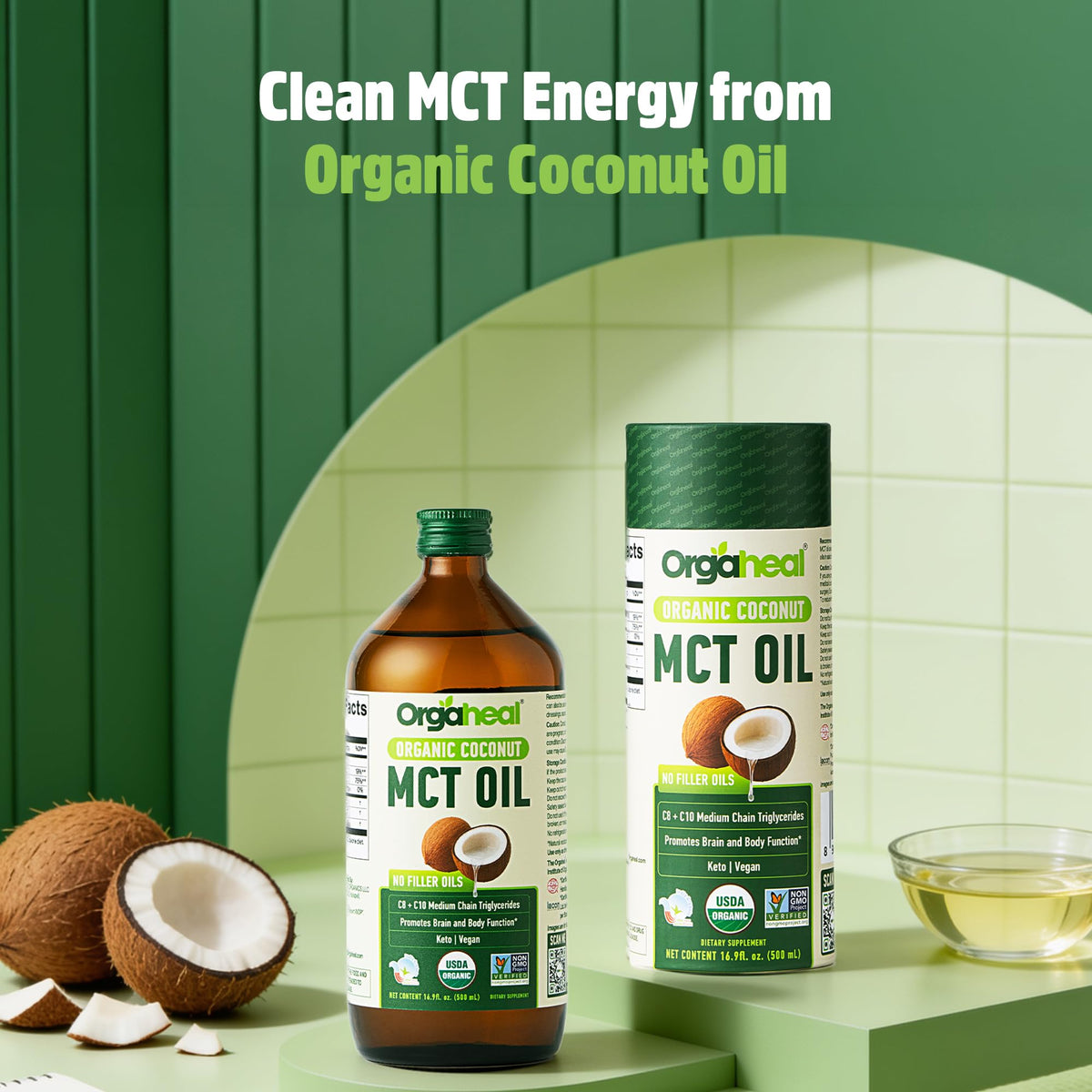 Détails de l'étiquette d'huile MCT Bio Orgaheal