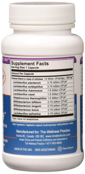 Détails de l'étiquette d'Innate Choice Probiotic Sufficiency