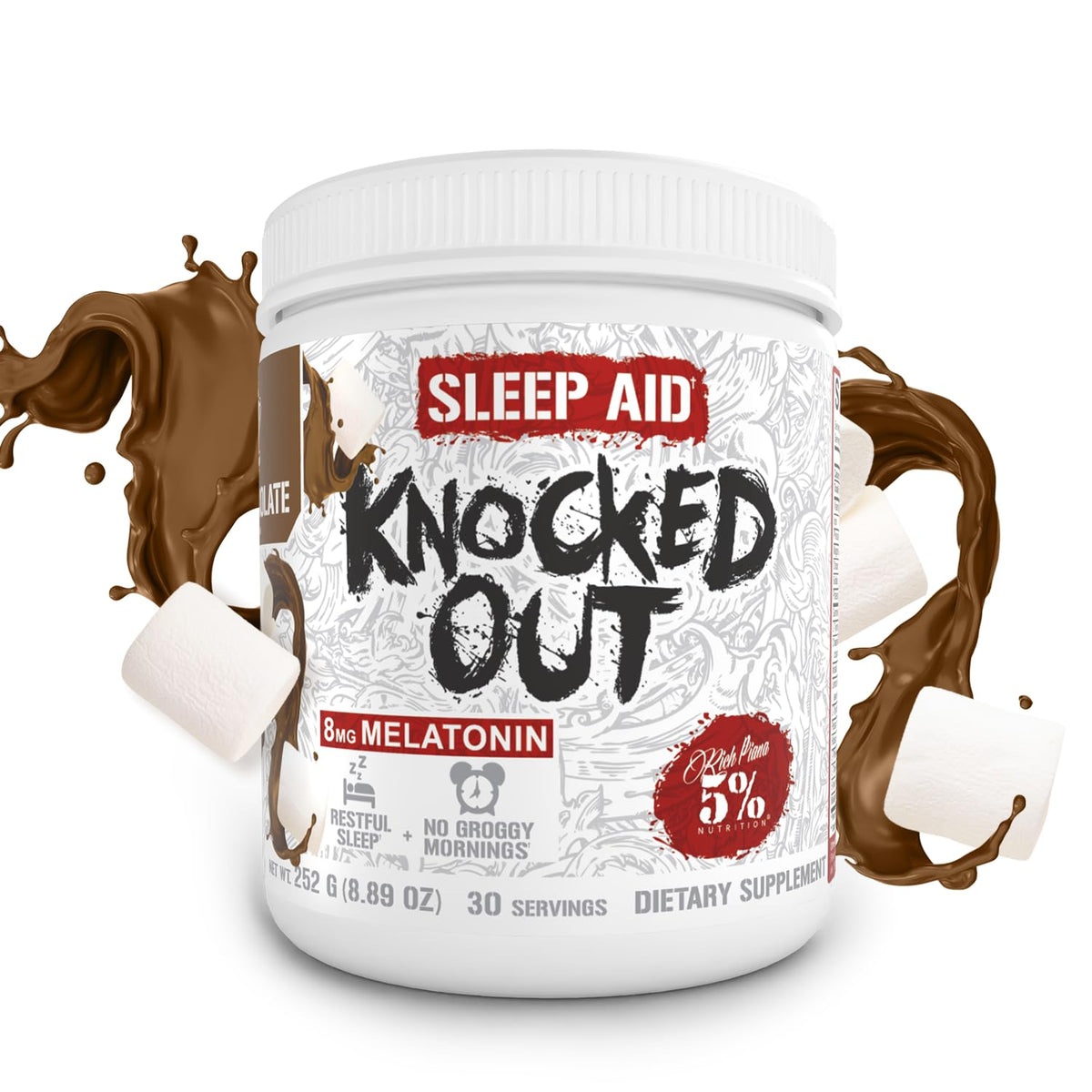 Détails de l'étiquette de 5% Nutrition Knocked Out Complément Alimentaire Sommeil