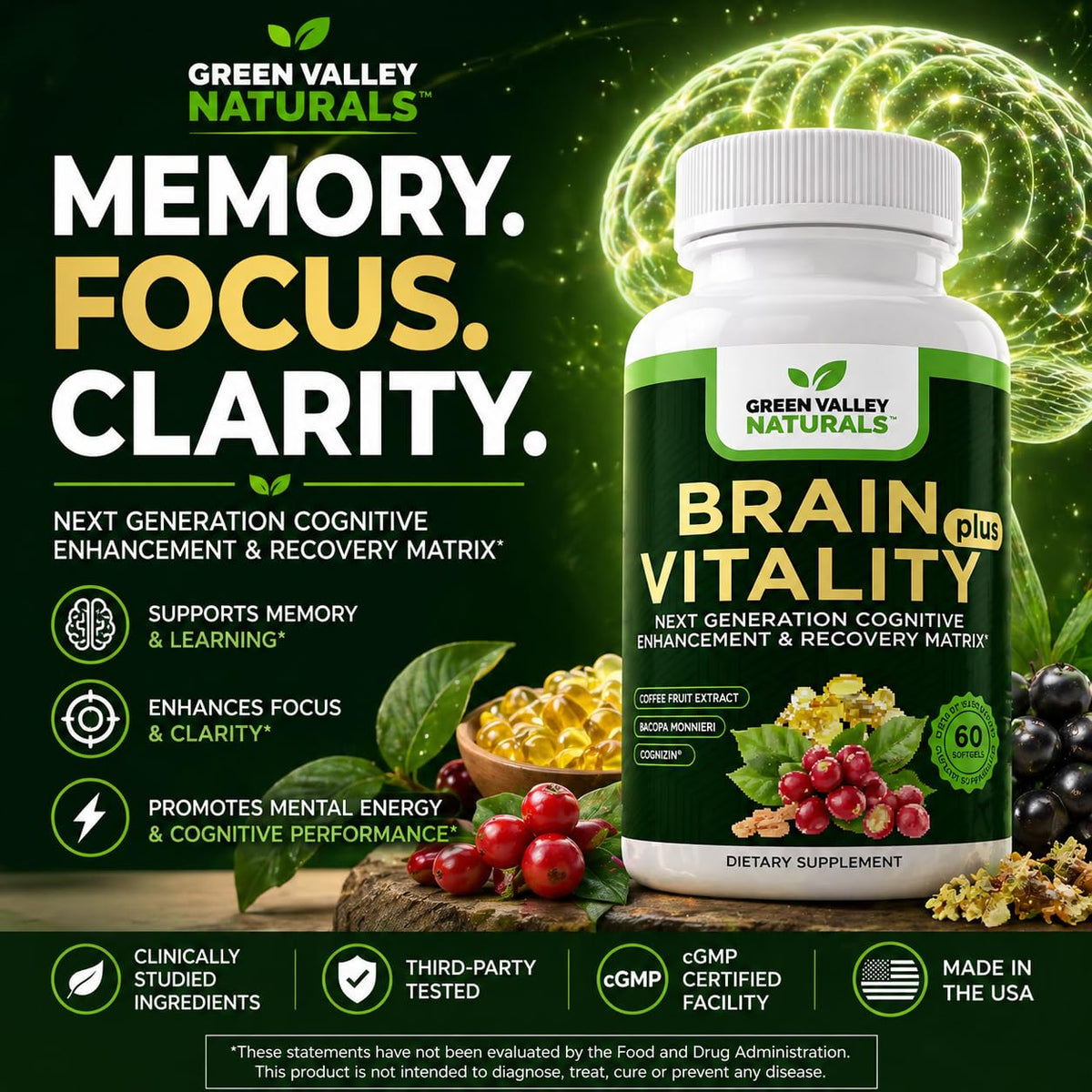 Détails de l'étiquette de Brain Vitality Plus™