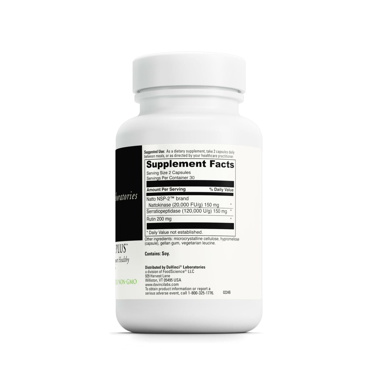 Détails de l'étiquette de DAVINCI Nattokinase Plus