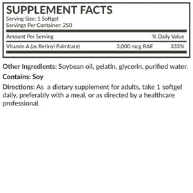 Détails de l'étiquette de Futurebiotics Vitamine A 10 000 UI