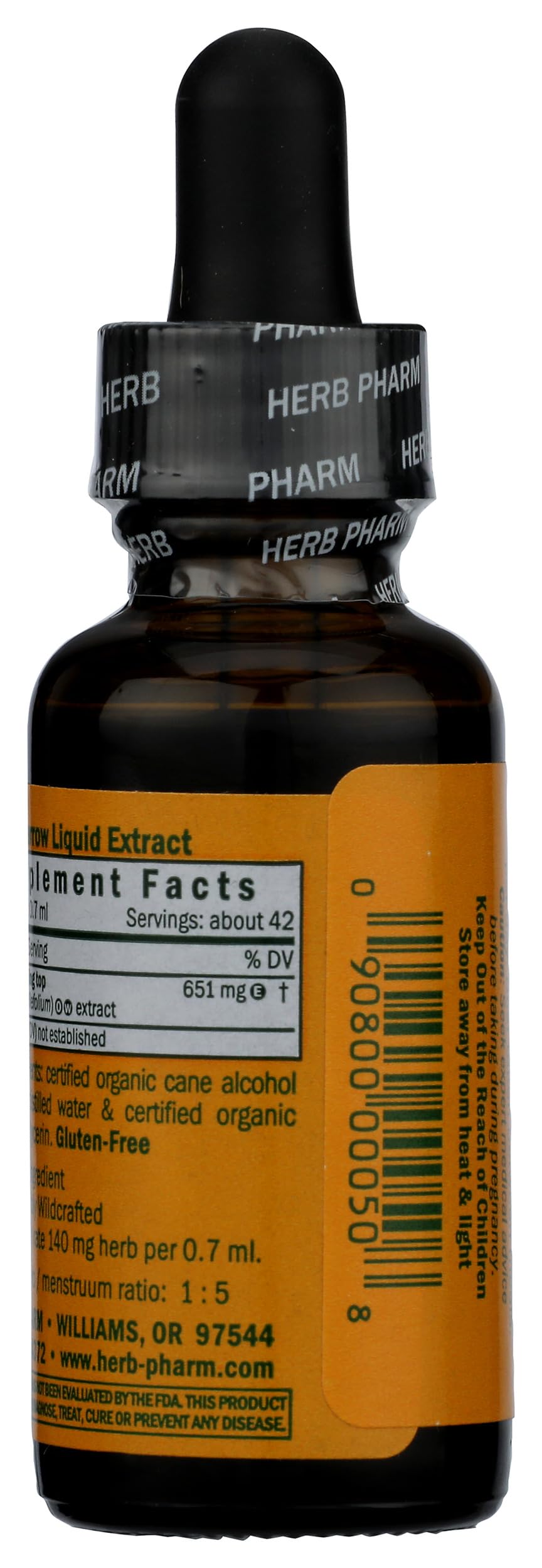 Détails de l'étiquette de l'extrait d'Achillée d'Herb Pharm