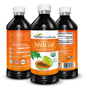 Détails de l'étiquette de l'extrait de feuille de papaye Herbal Goodness