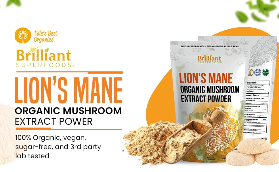 Détails de l'étiquette de l'extrait de Lion's Mane Ellie's Best