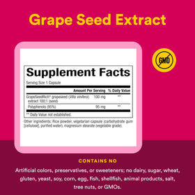 Détails de l'étiquette de l'extrait de pépins de raisin Natural Factors