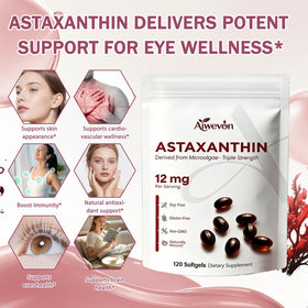 Détails de l'étiquette de la bouteille d'astaxanthine Aiwevon