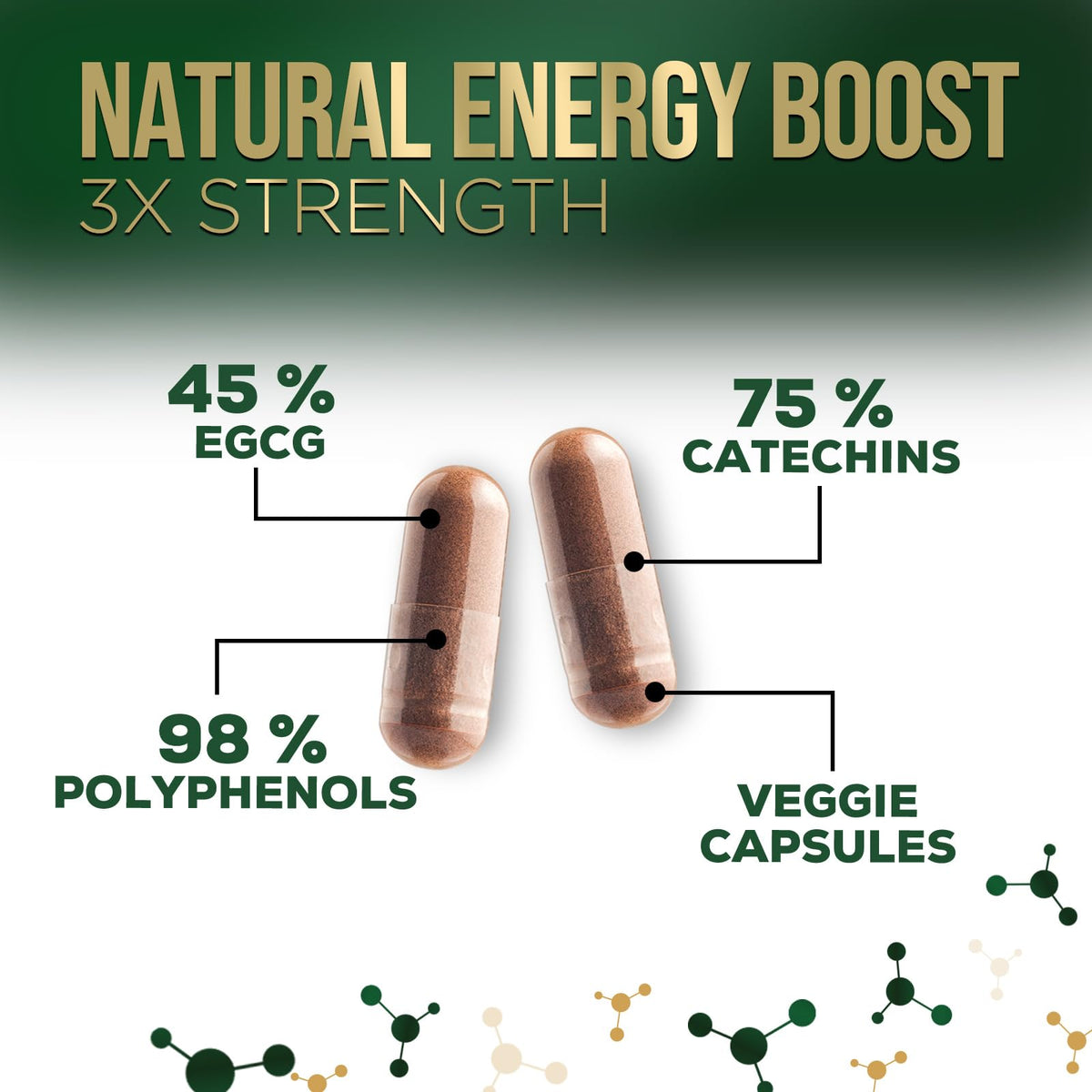 Détails de l'étiquette de la bouteille d'extrait de thé vert Nature's Nutrition