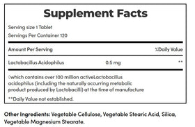 Détails de l'étiquette de la bouteille de probiotiques Acidophilus Nature's Bounty