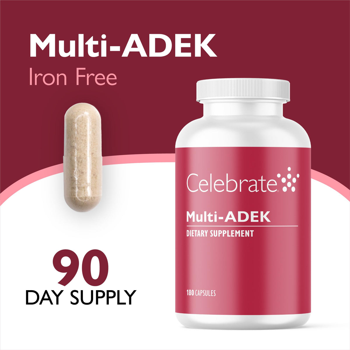 Détails de l'étiquette de la multivitamine Multi-ADEK Celebrate