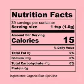 Détails de l'étiquette de la Poudre de Spiruline Bleue ELEVEN TLC