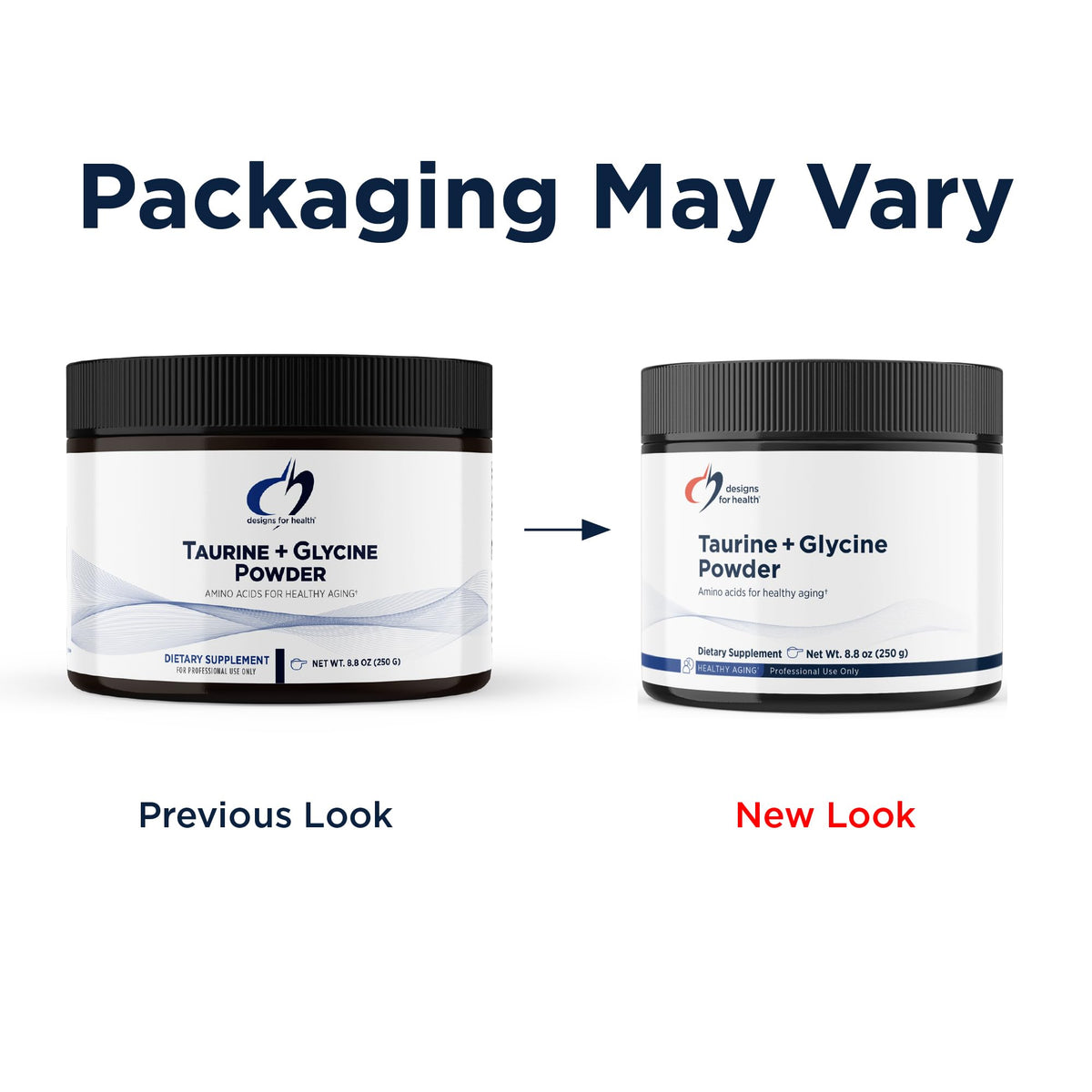 Détails de l'étiquette de la poudre de Taurine + Glycine Designs for Health