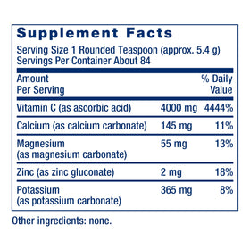 Détails de l'étiquette de la poudre de vitamine C tamponnée Life Extension