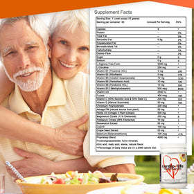 Détails de l'étiquette de la poudre L-Arginine Cardio for Life 16oz
