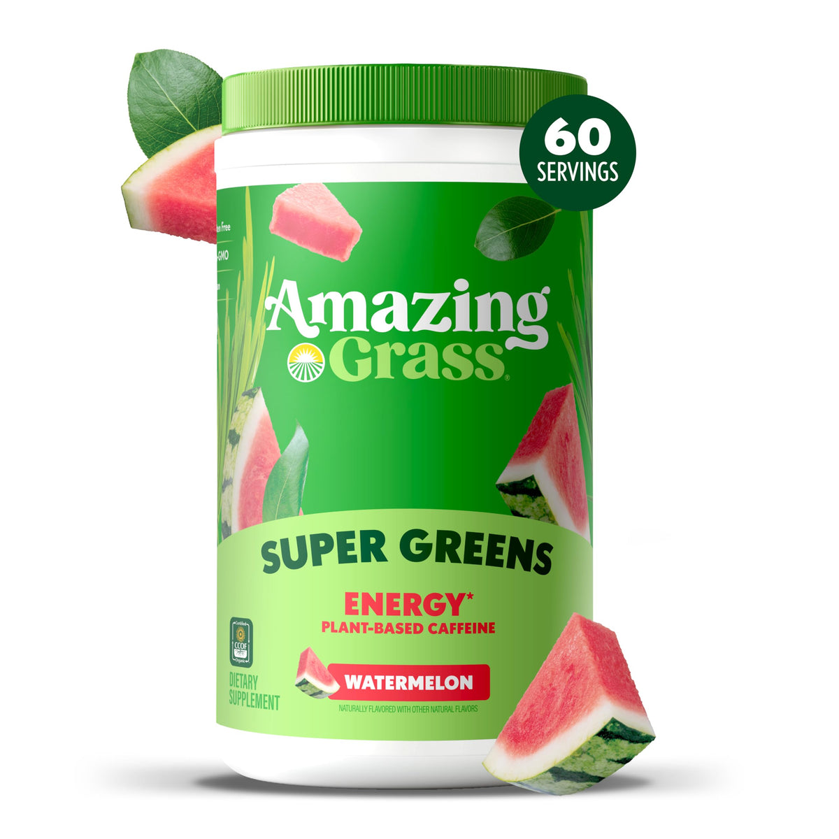 Détails de l'étiquette de la poudre Super Greens Amazing Grass