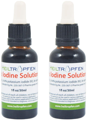 Détails de l'étiquette de la solution iodée Heiltropfen 2,2%