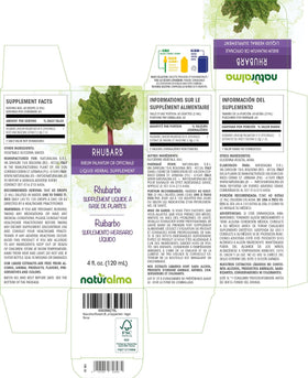 Détails de l'étiquette de la teinture de rhubarbe Naturalma
