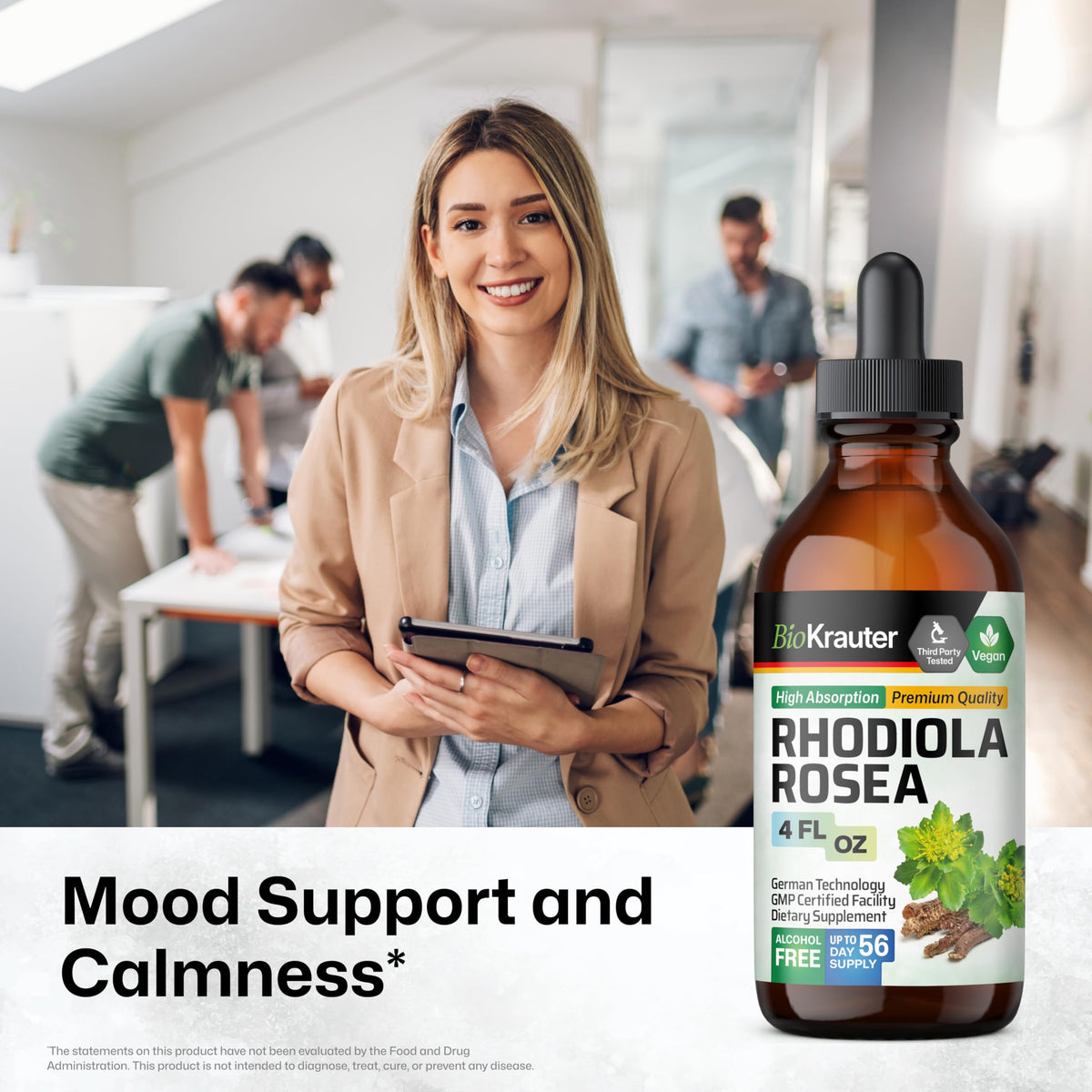 Détails de l'étiquette de la teinture Rhodiola Rosea BIO KRAUTER