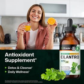 Détails de l'étiquette de la tincture de coriandre BIO KRAUTER