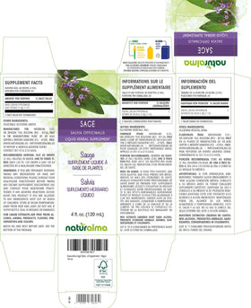 Détails de l'étiquette de la tincture de sauge Naturalma