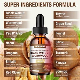 Détails de l'étiquette de la tincture Lickshine 1000MG